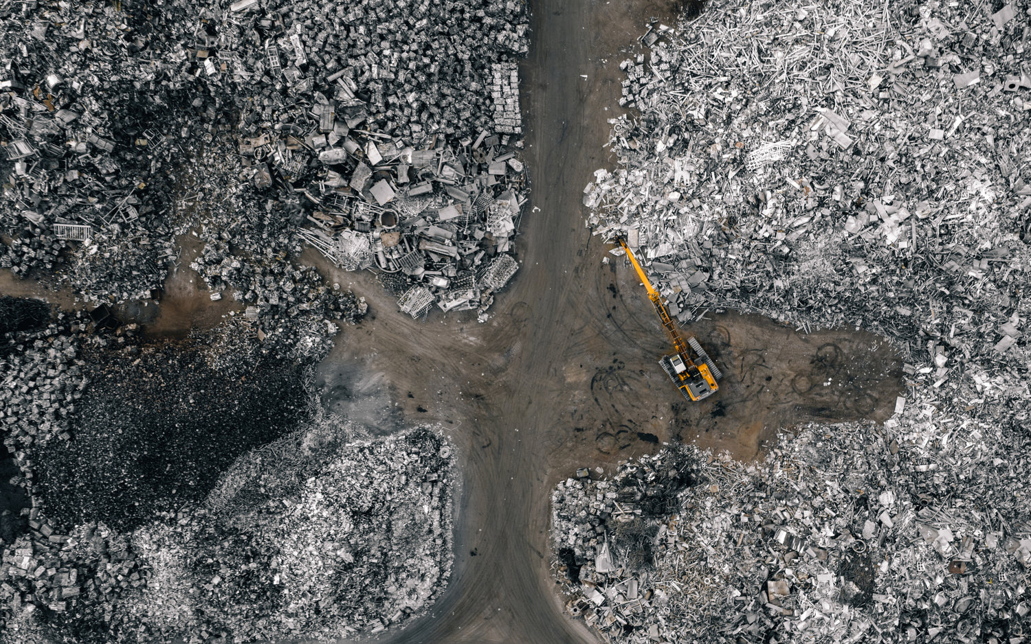 aerial view of metal recycling facility